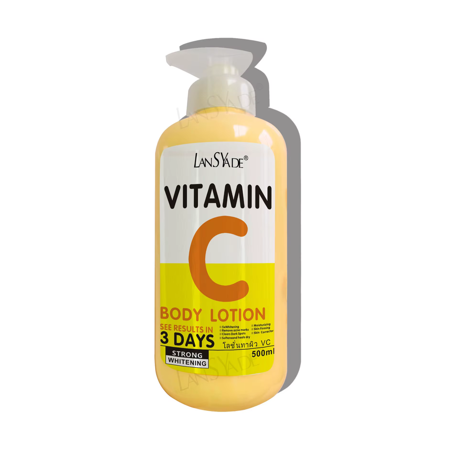 Crème corporelle à la vitamine C 500 ml, blanchissante, aux acides hydroxy, VE, élimine les marques 