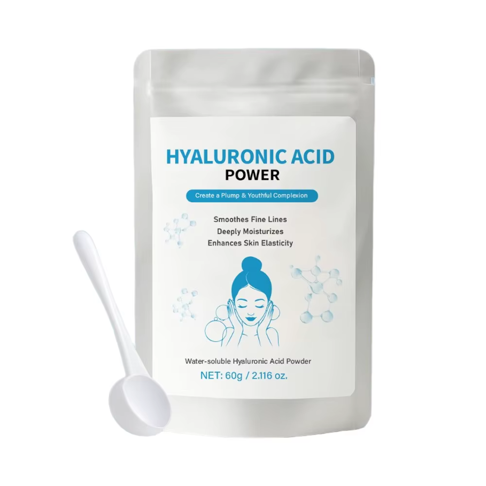 Poudre d'acide hyaluronique 60g + cuillère, hydratante, lissante, éclaircissante, nourrissante, ingr