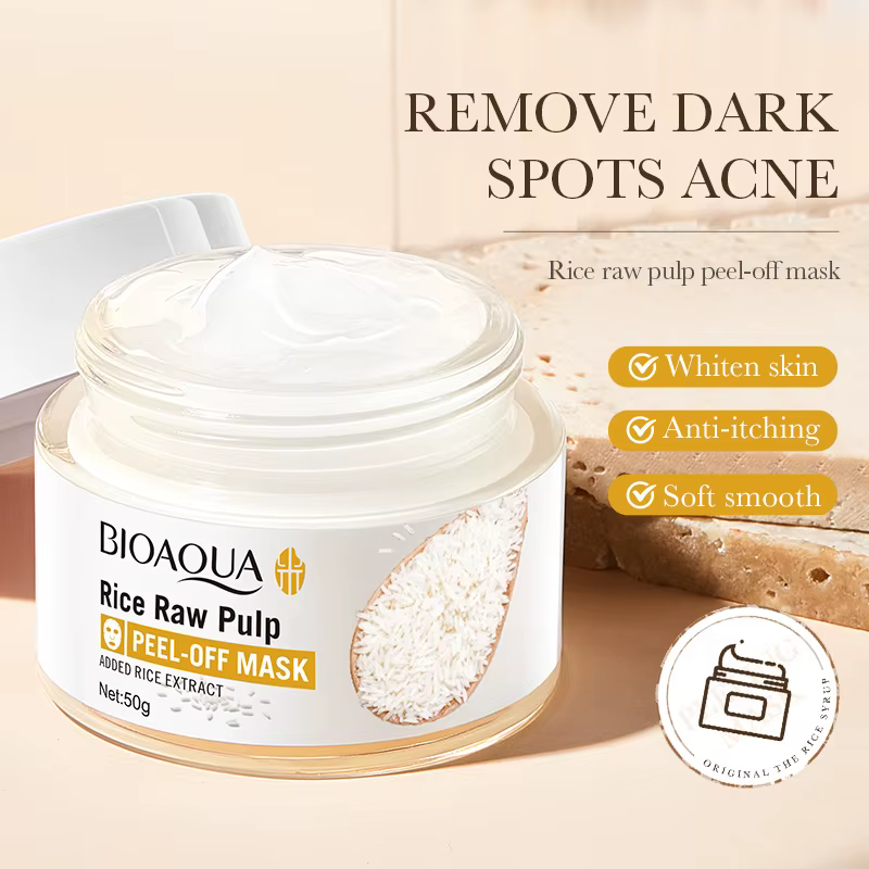 Masque exfoliant au riz blanc BIOAQUA, masque pour le visage anti-points noirs, anti-acné, hydratant