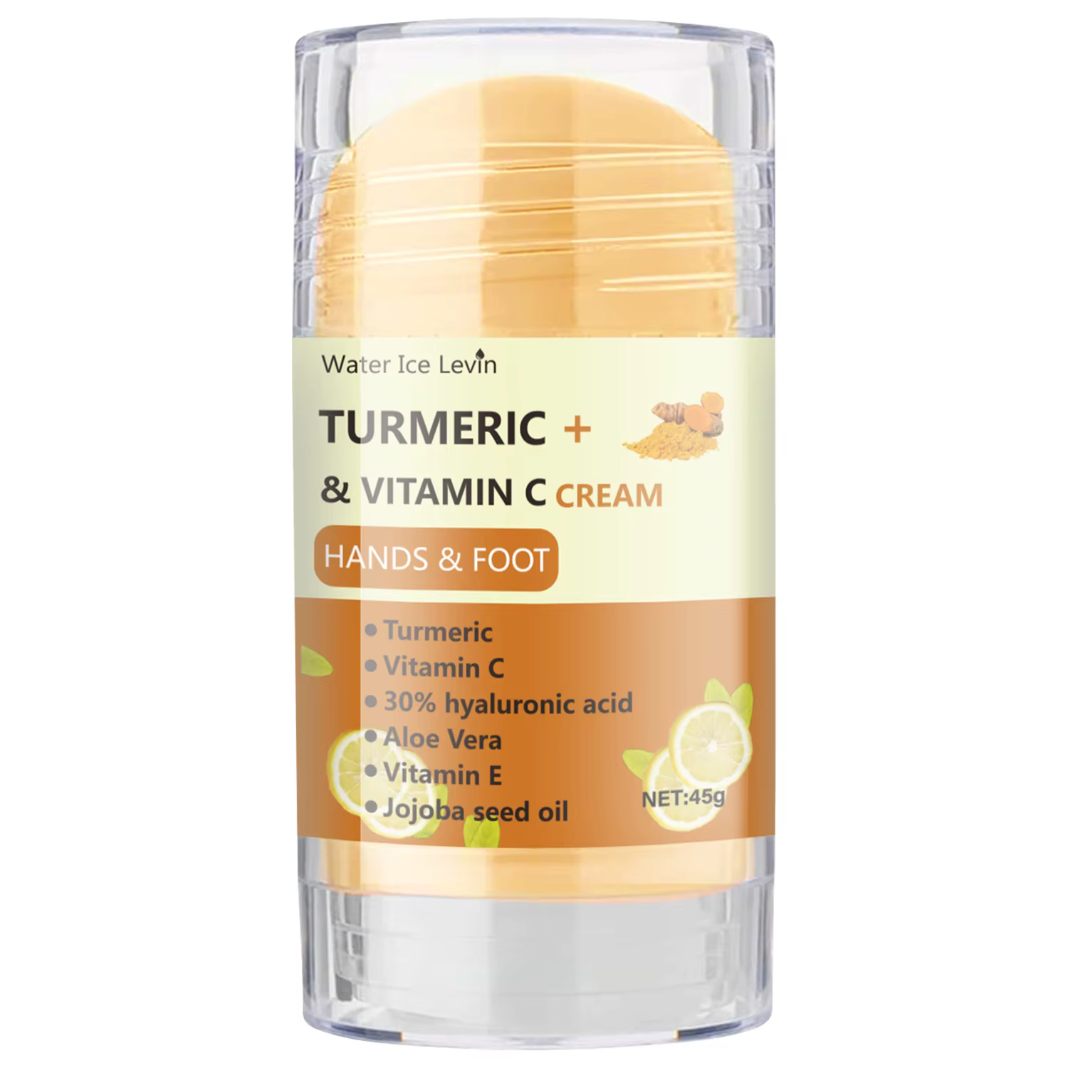 Crème Mains et Pieds au Curcuma et Vitamine C 45g avec Acide Hyaluronique, Aloe Vera et Huile de Joj