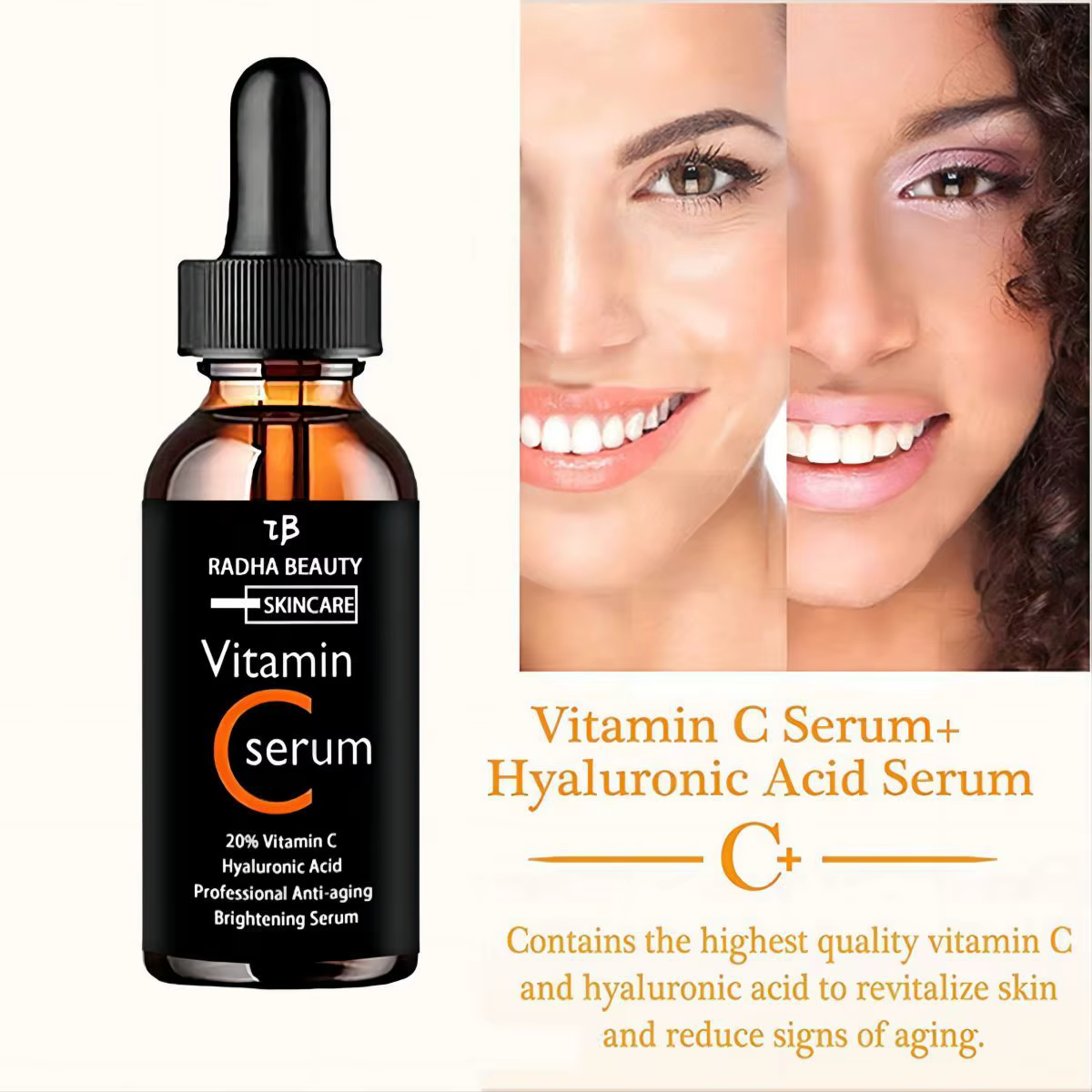 Sérum pour le visage à la vitamine C, hydratant longue durée, améliore la rugosité, éclaircit les ta