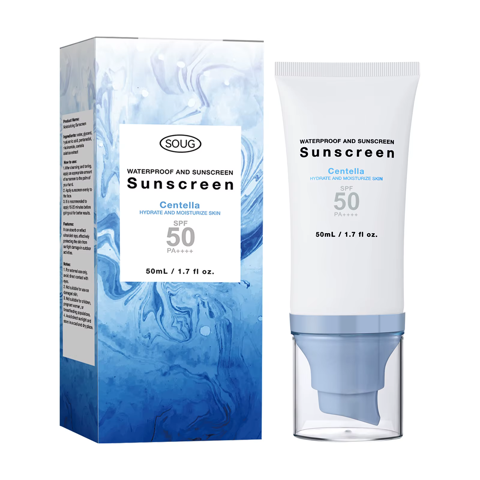 Crème solaire Centella UV Shield SPF50 PA++++ 50ml - Protection hydratante imperméable pour le visag