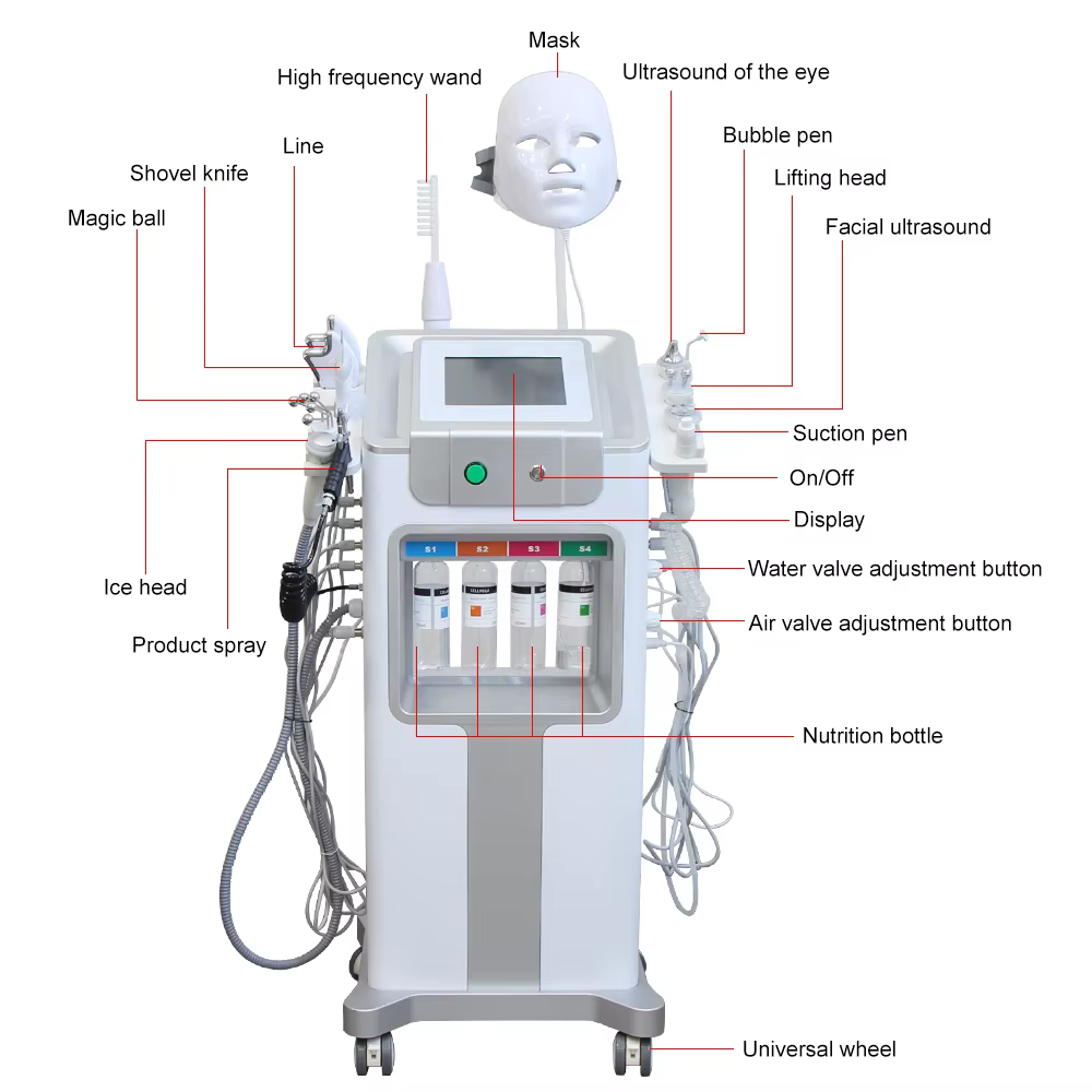 Machine d'hydro-dermabrasion 12 en 1, nettoyage en profondeur, Lifting du visage, Spray d'eau et d'o