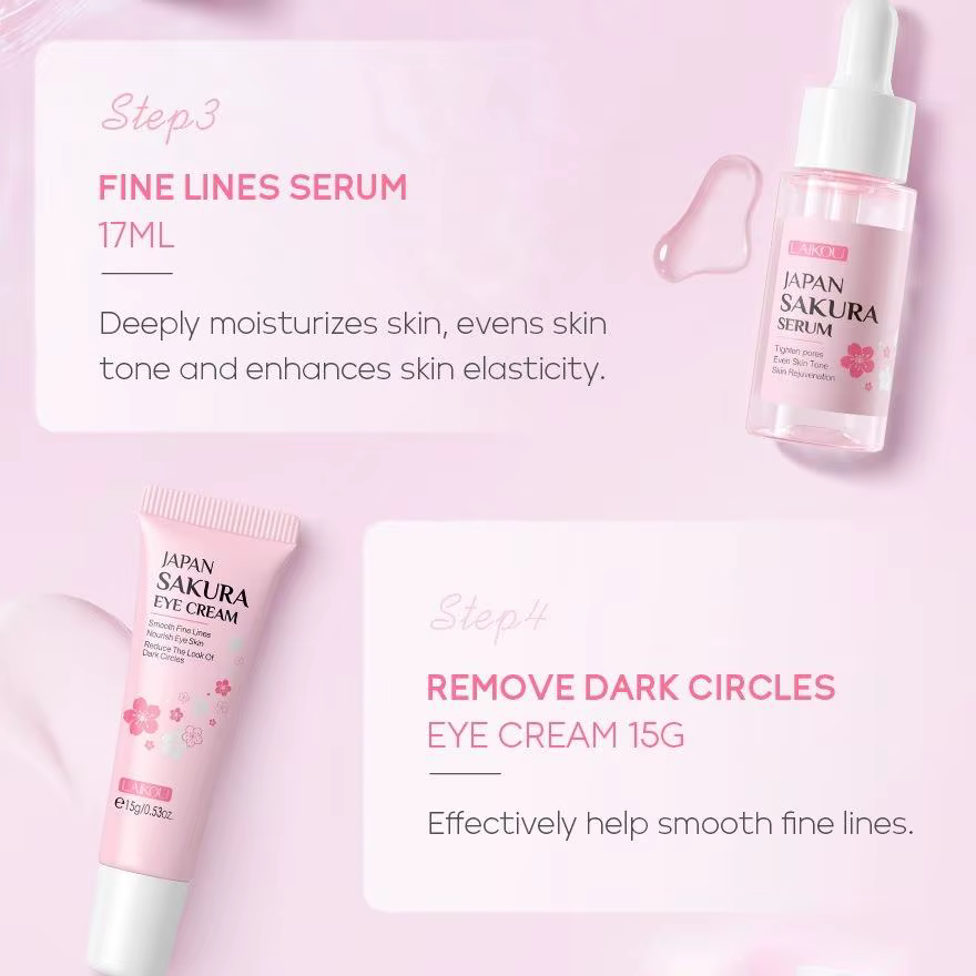 Sakura-Ensemble de soins de la peau pour femmes et filles, kit de nettoyage en profondeur, hydratant