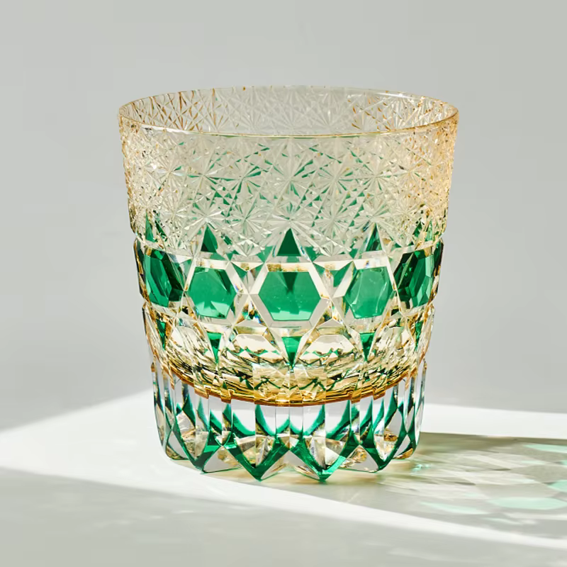 CHAMVIN'S améthyste Edo Kiriko verre à whisky gravé à la main gobelet en cristal articles de bar