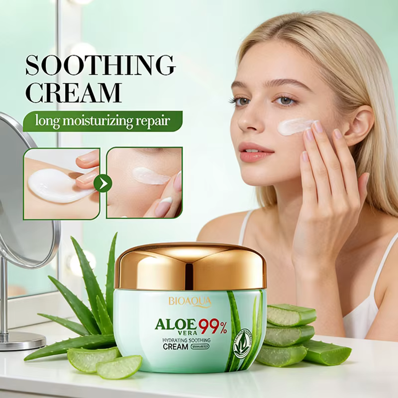 Crème pour le visage à l'aloe vera BIOAQUA, hydratante, blanchissante, anti-âge, anti-acné, crème ge