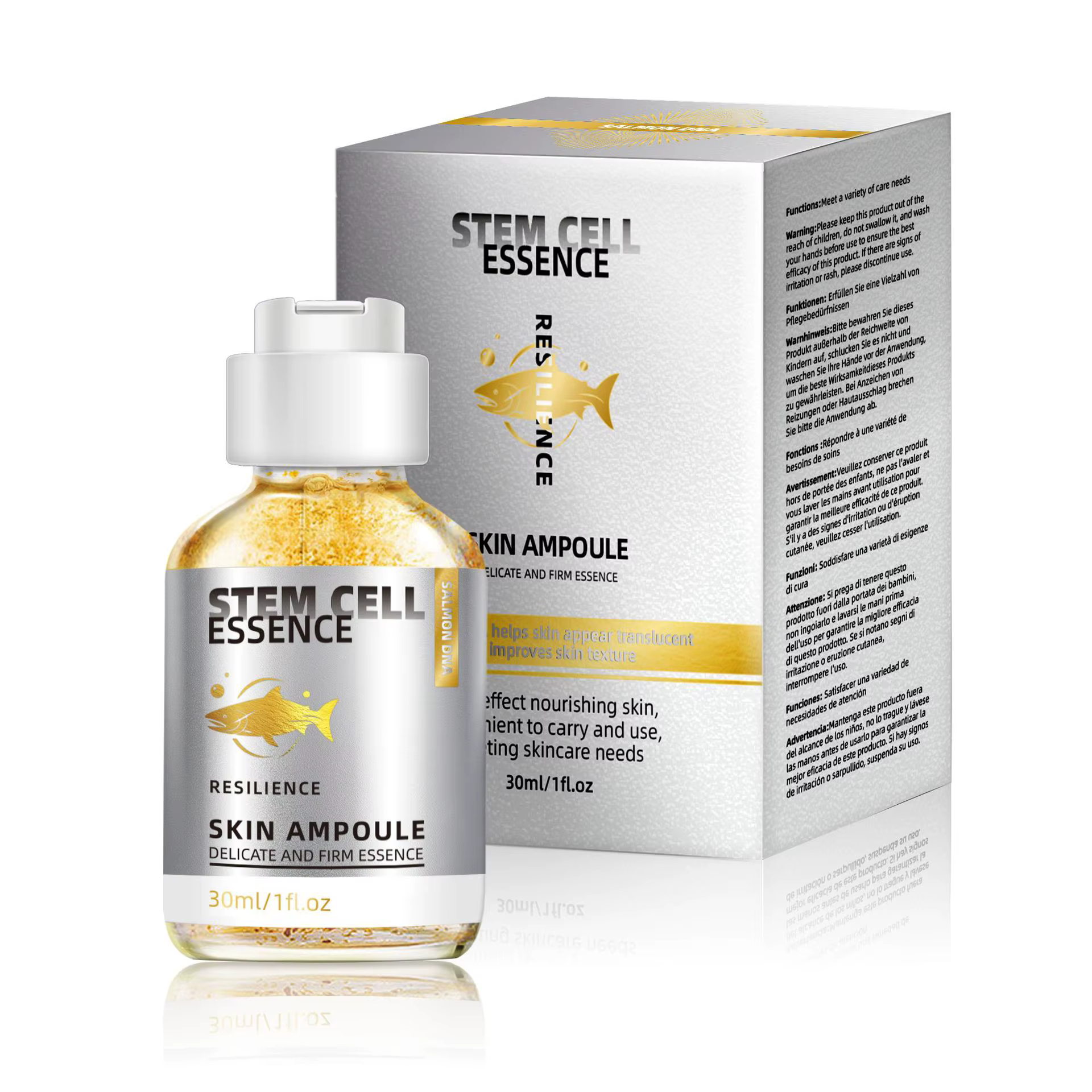 Ampoule ADN de saumon, sérum aux cellules souches de saumon avec PDRN, infusé de niacinamide, ampoul