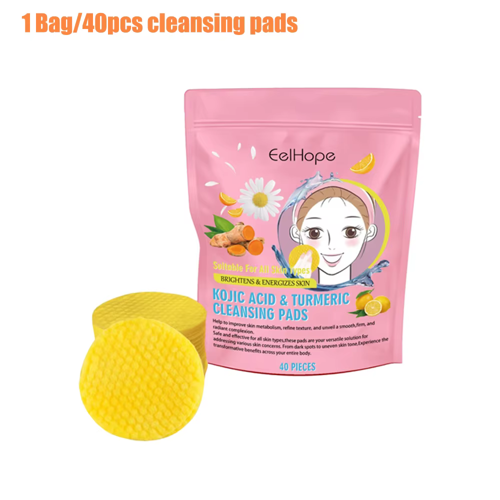 Nettoyant pour le visage au curcuma, 40 pièces, tampons nettoyants exfoliants pour le visage, réduit