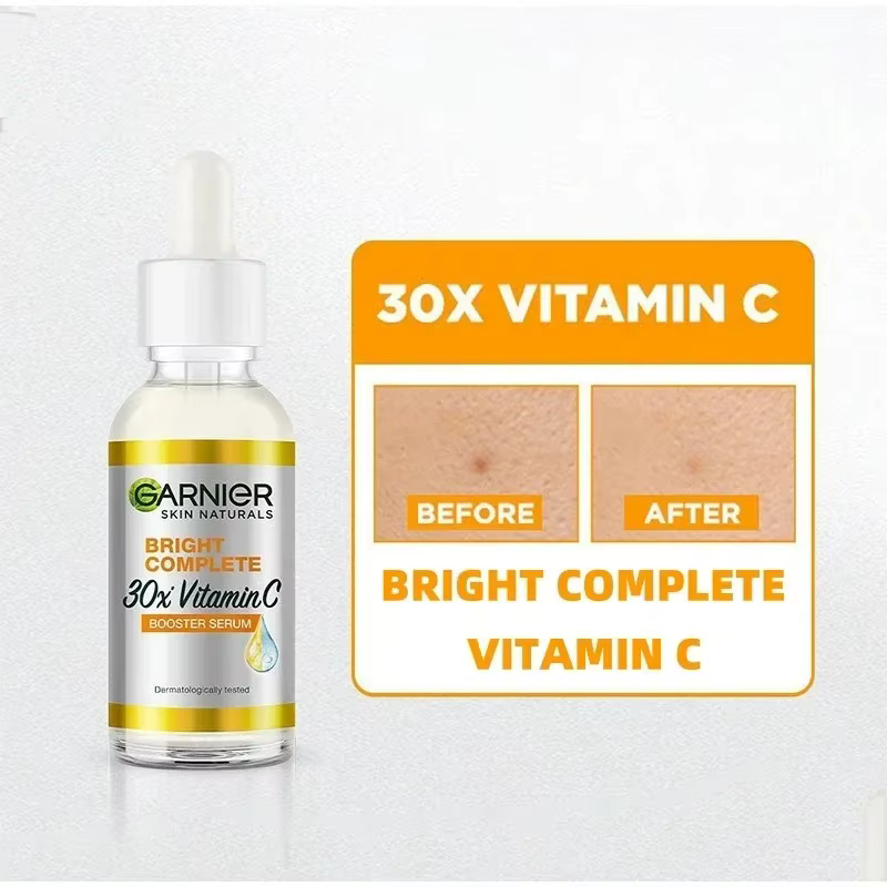 Sérum Visage Garnier Bright Complete Vitamine C Booster 30ml – Essence Faciale avec 377 pour l'Éclat