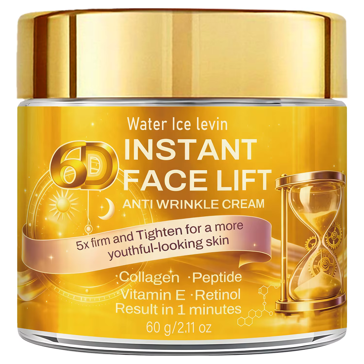 Crème Anti-rides au Rétinol, Peptides et Collagène - Raffermissante et Hydratante, Crème Visage 60g 