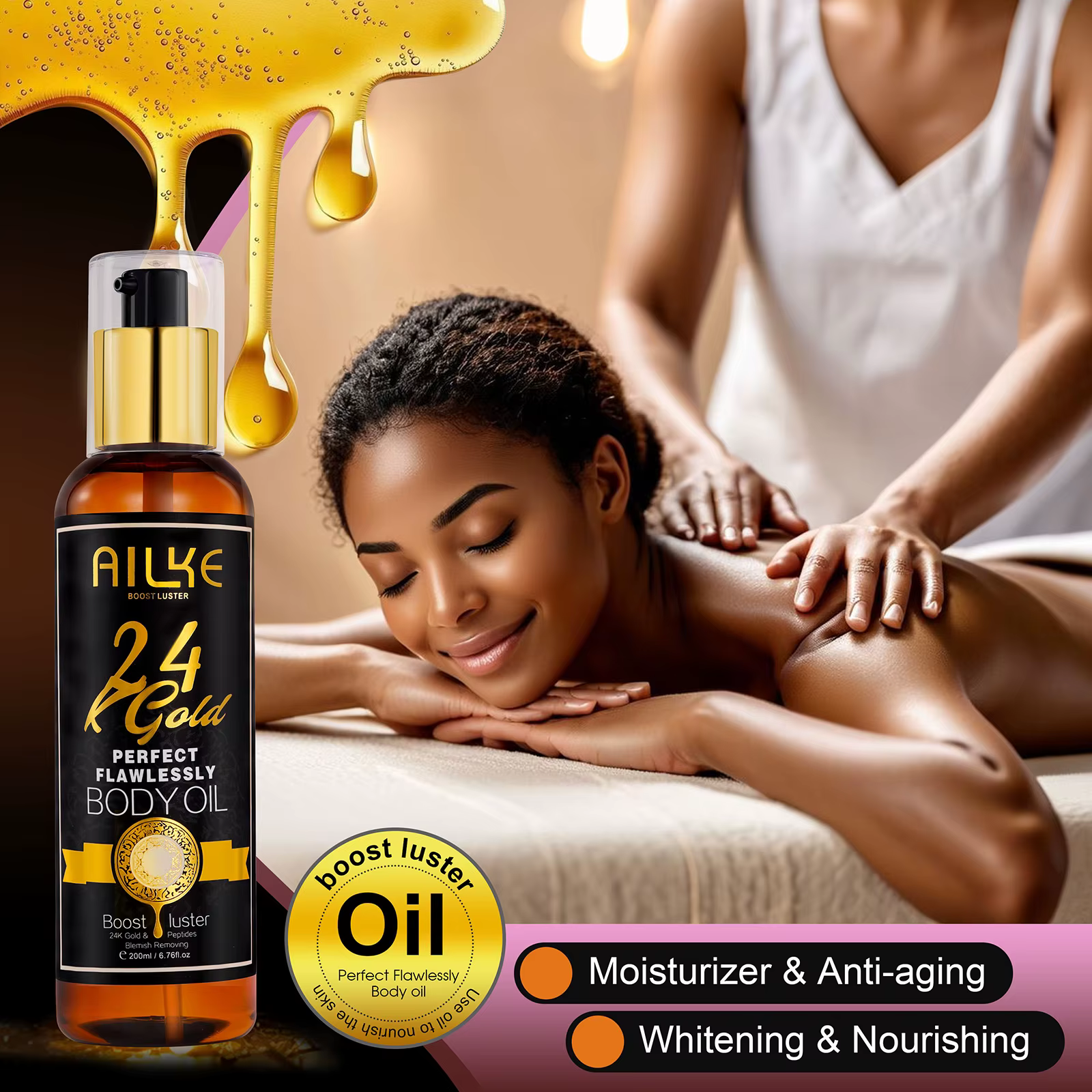 AILKE-Ensemble de Soins de la Peau 24K, Blanchissant, Sculpte, Taches Foncées, Pigmentation, Déforma