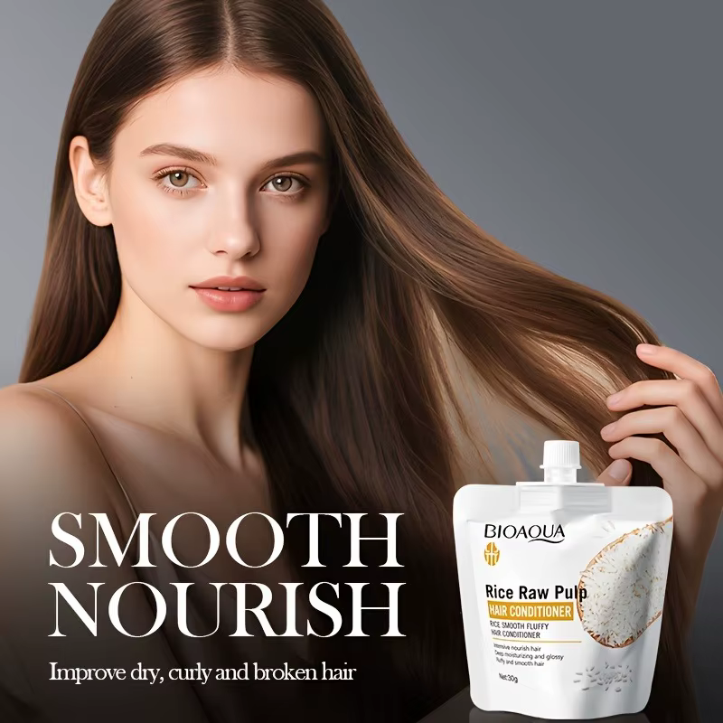 Masque capillaire à la purée de riz, extrait de riz, reconstitue les nutriments des cheveux, hydrate