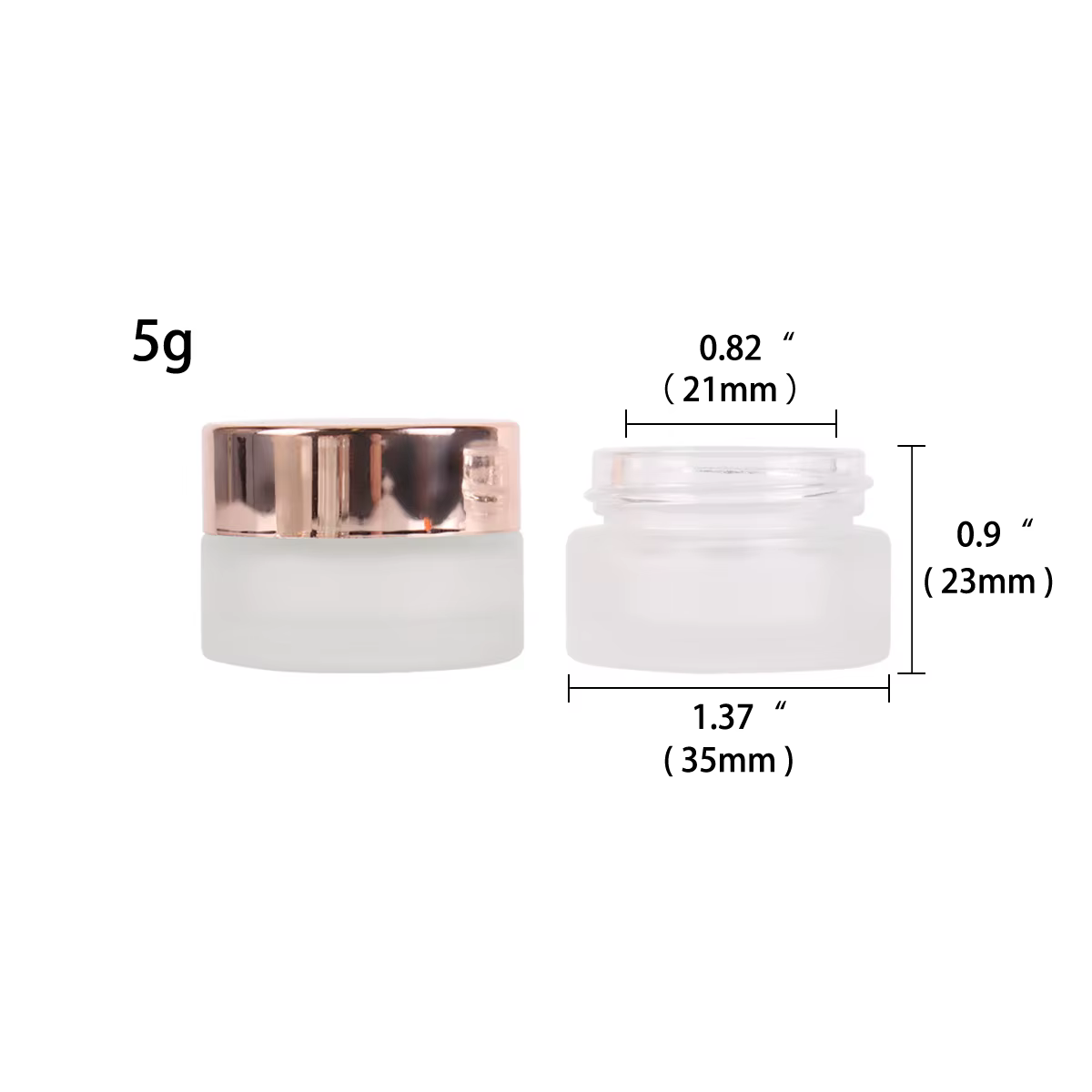 Récipient d'emballage cosmétique HI avec couvercle en or rose, crème en verre dépoli, maquillage pou