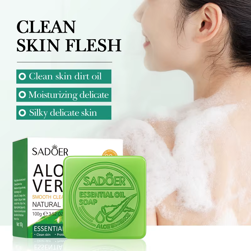 Savon facial à l'aloe vera Sadoer, mousse nettoyante pour le visage, nettoyant facial hydratant, raf