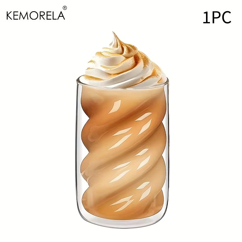 KEMORELA Tasse à café à double paroi, tasse à cappuccino 1/2 pièces 320ML, tasse à thé en spirale ad