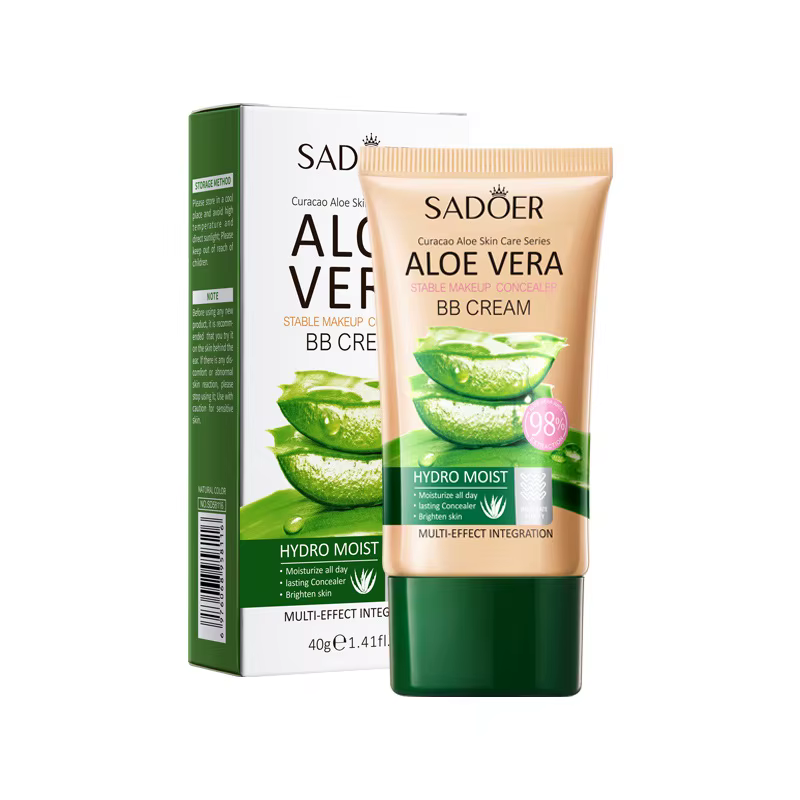 SADOER Crème BB à l'Aloe Vera Fond de Teint Mat Hydratant Longue Tenue Imperméable Correcteur Contou