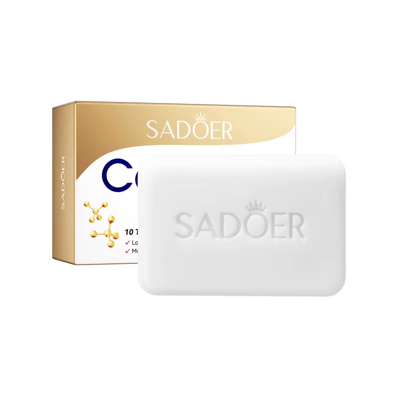 SADOER Savon Facial au Collagène et à l'Osseine, Nettoyant Moussant Visage, Hydratant, Contrôle du S