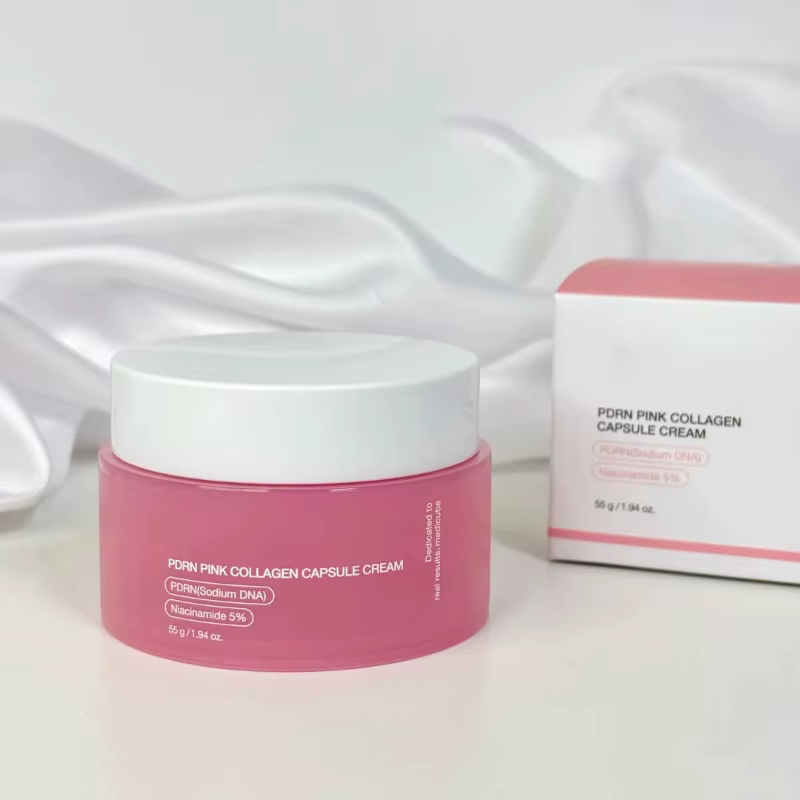 Crème Coréenne au Collagène Rose PDRN en Capsules avec Niacinamide pour un Teint Uniforme, Hydratant
