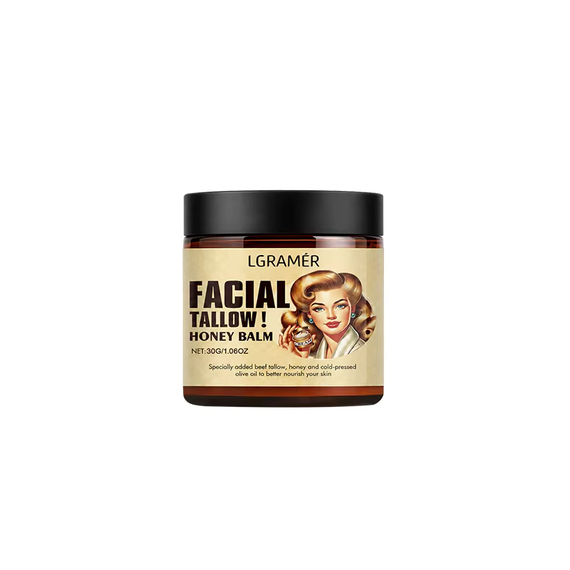 Baume Crème Visage au Suif et au Miel, Crème Visage Naturelle Nourrissante au Suif de Bœuf et à l'Hu
