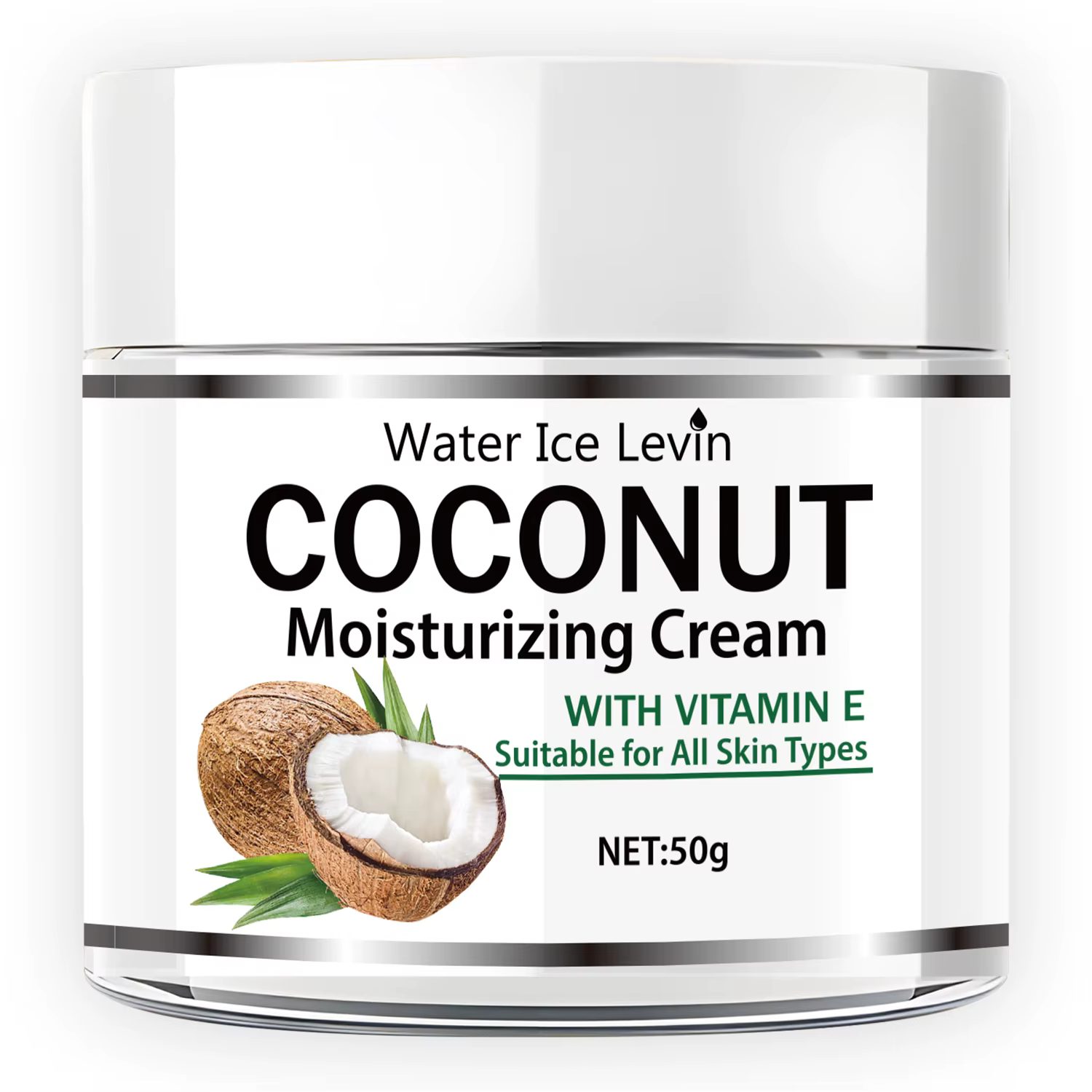 Crème hydratante à l'huile de noix de coco 50g | Collagène et vitamine E | Sans alcool |