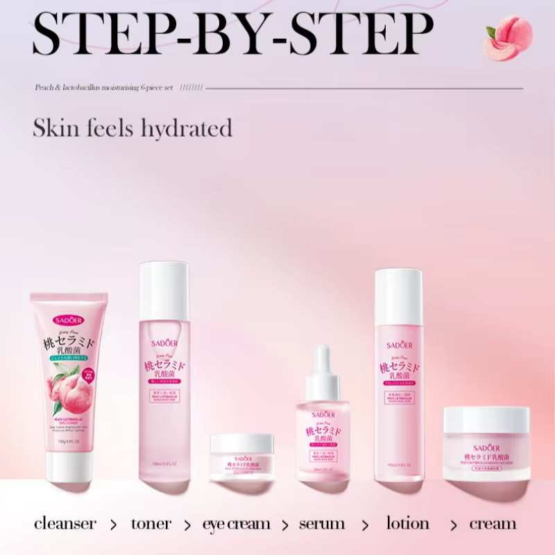 Coffret de soins pour la peau Peach Skincare, coffret cadeau pour le soin du visage, contient de la 
