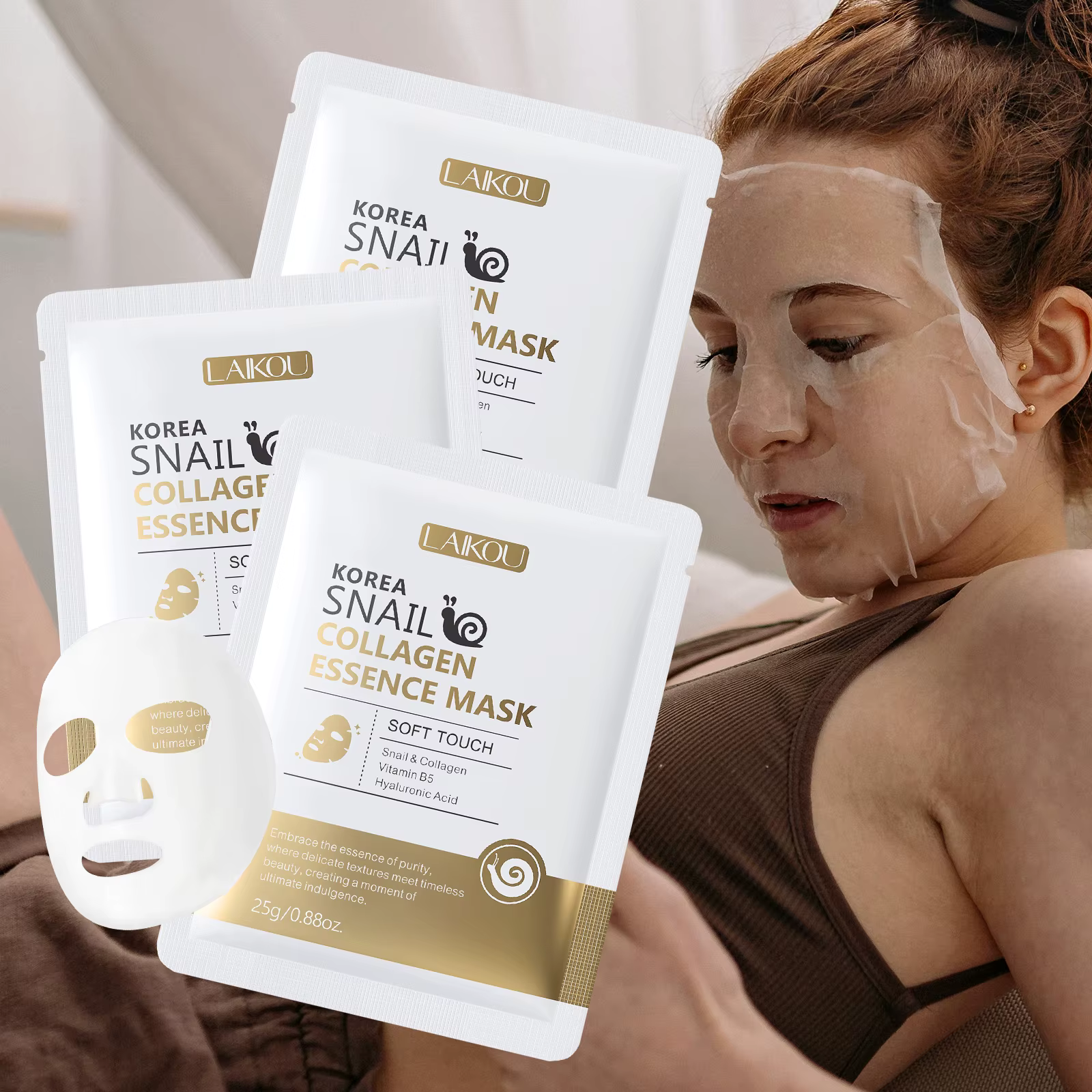 LAIKOU corée escargot collagène Essence masque feuille hydratante masque Anti-rides masque raffermis