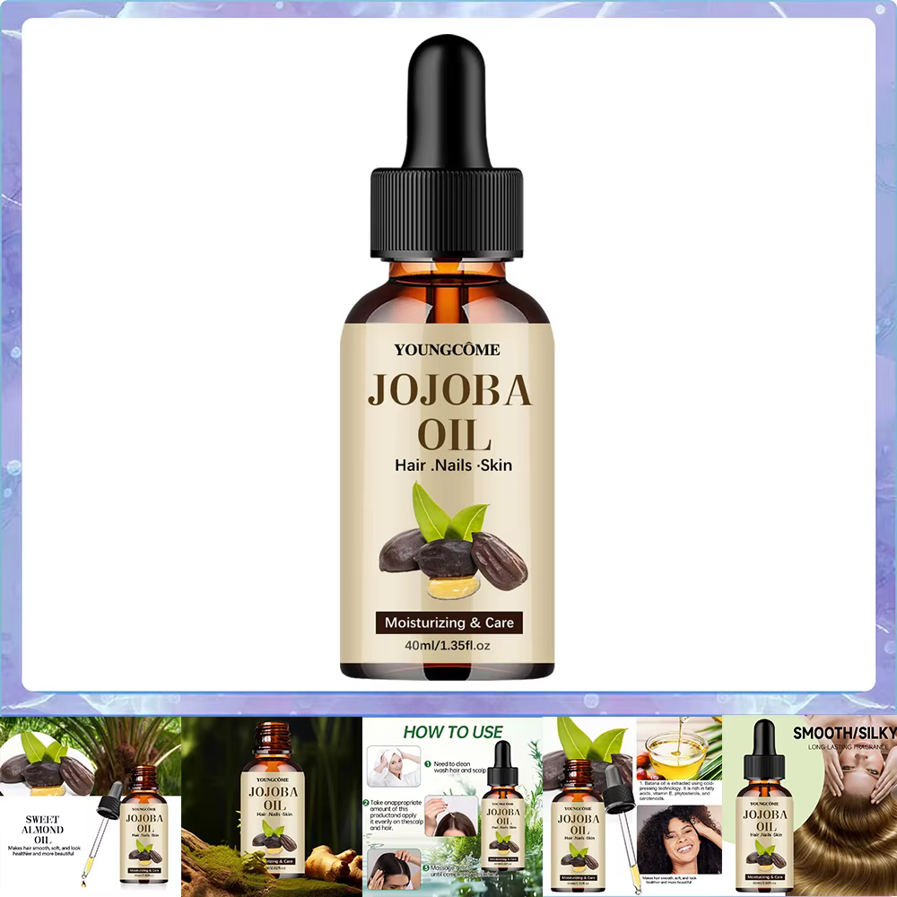 Huile de jojoba biologique, huile hydratante pure pour le visage, les cheveux et les ongles de la pe
