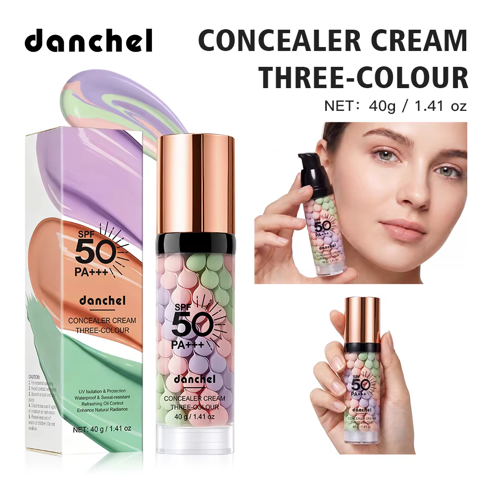 Crème Correctrice Solaire 3 Couleurs Hydratante SPF50+ Protection Solaire Contrôle du Sébum Unifie l