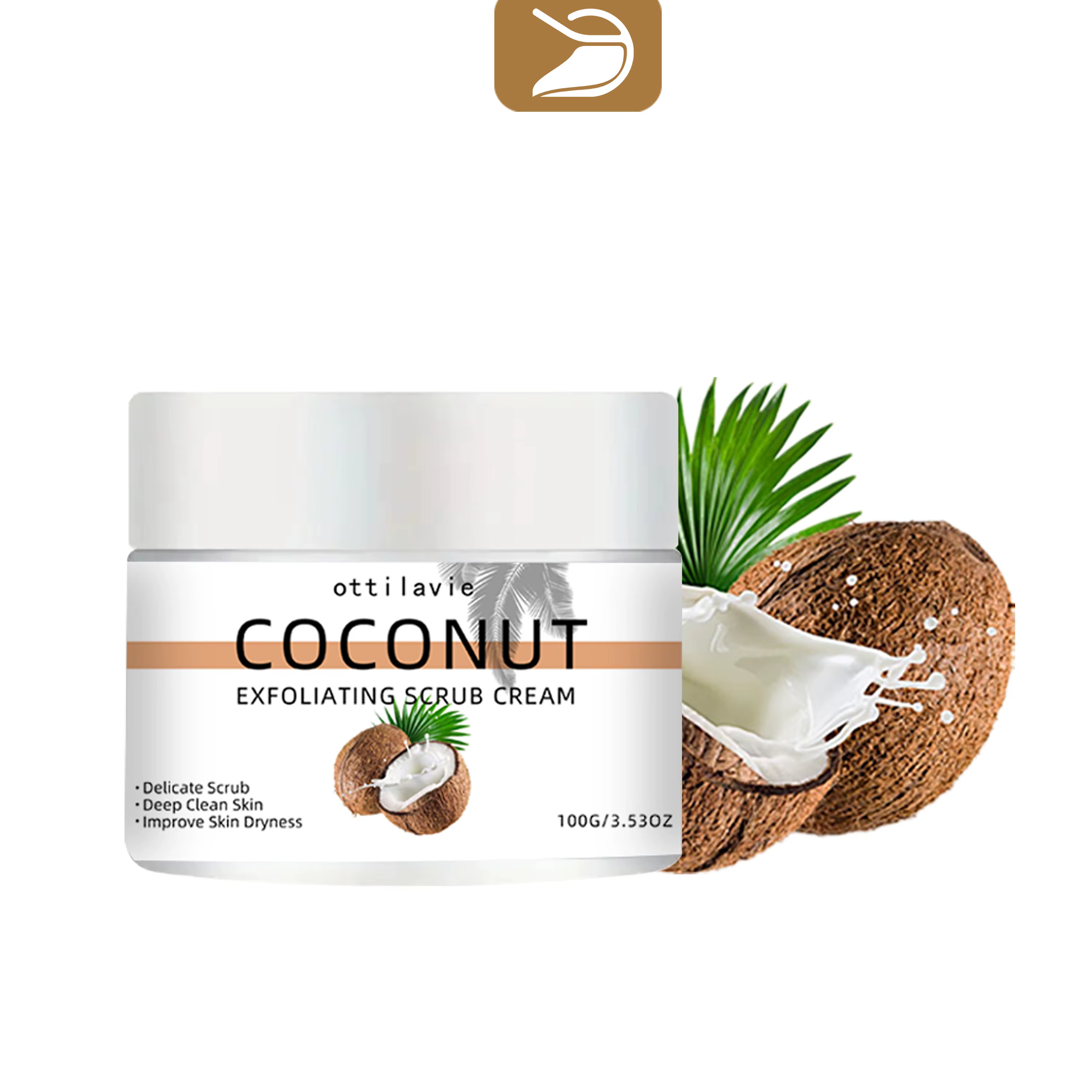 Crème exfoliante à la noix de coco Ottilavie, exfoliation physique pour une peau lisse, convient à t