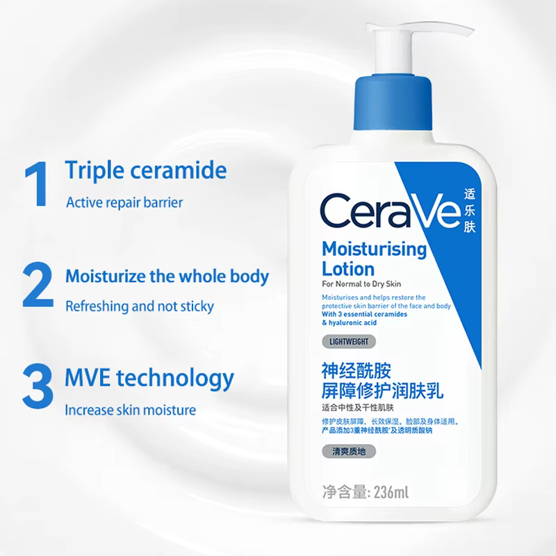 CeraVe Lotion hydratante quotidienne pour peau sèche Lotion pour le corps et hydratant pour le visag