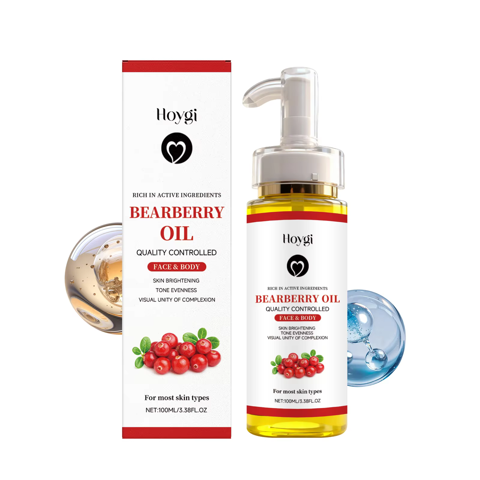 Huile corporelle à l'Arbutine pour éclaircir la peau, raffermir, hydrater, réduire la sécheresse, am