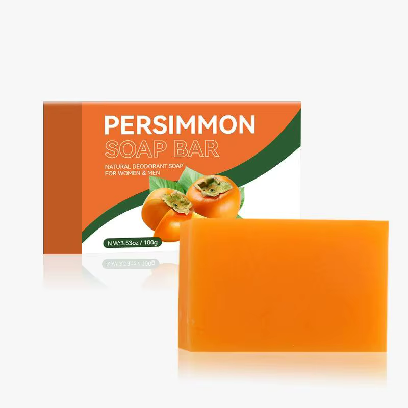 Savon Nettoyant au Kaki 100g/200g Soin Corps et Visage Exfoliant Savon Artisanal aux Fruits pour la 