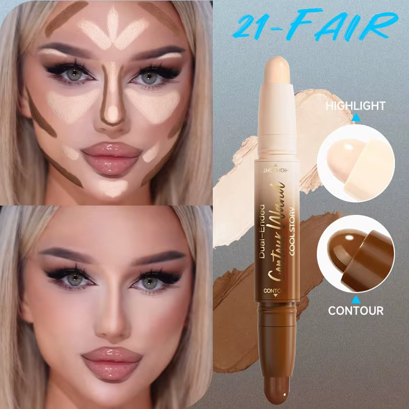 Bâton de Contour à Double extrémité, crème anti-ombre, correcteur imperméable à couverture complète,