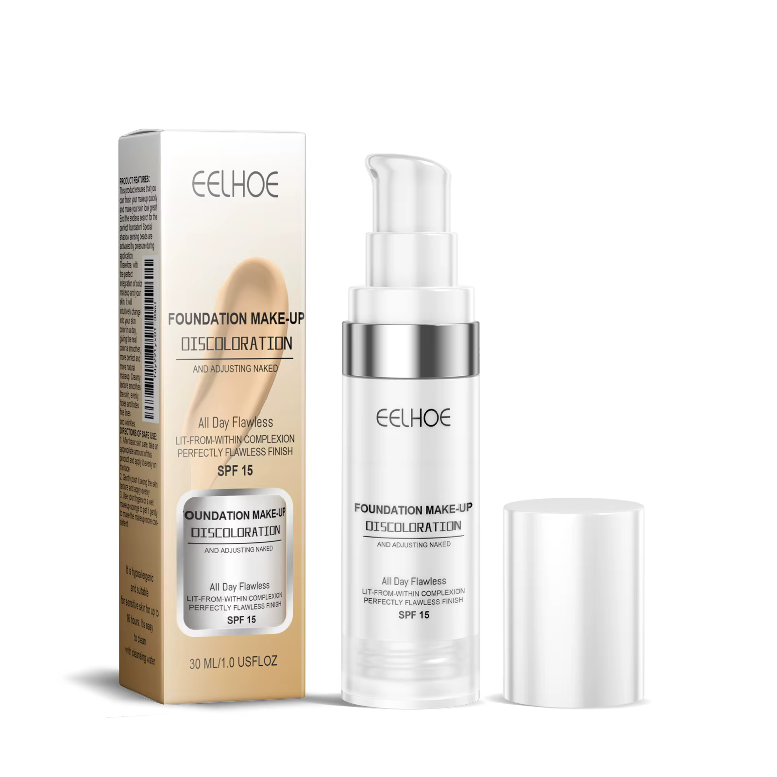 Sérum de fond de teint à couleur changeante, pour l'éclat naturel, léger, couverture complète, finit