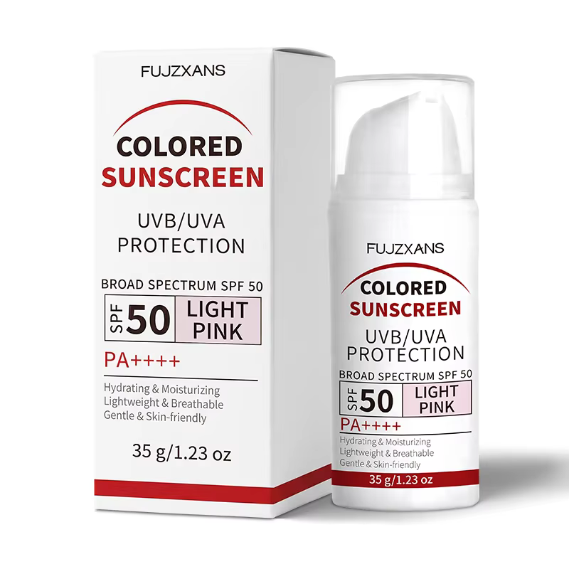 Crème solaire teintée - Crème BB rose clair avec SPF50, dioxyde de titane, éclat naturel, protection