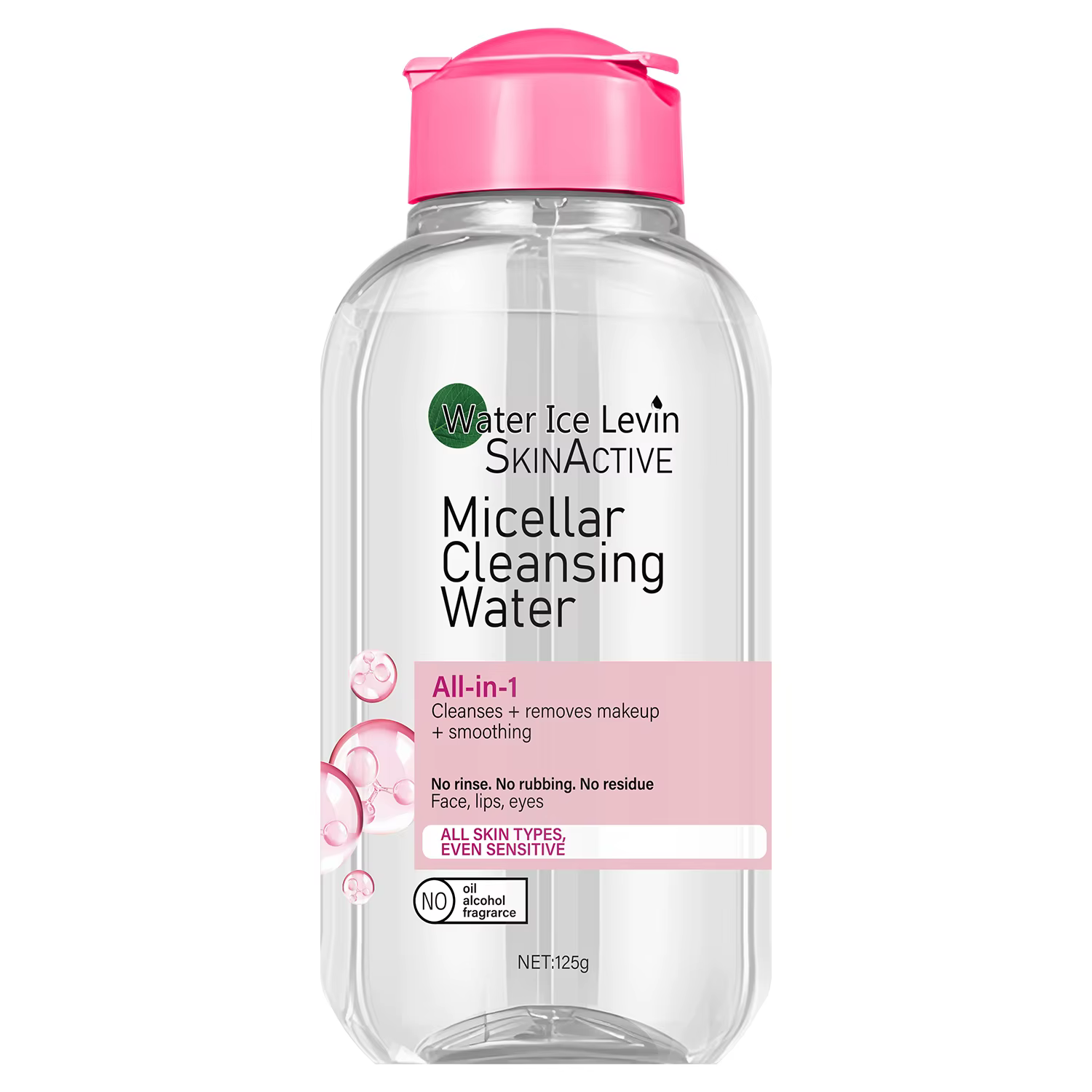 Eau micellaire Water Ice Levin : nettoyant et démaquillant tout-en-1, sans rinçage, pour peaux sensi