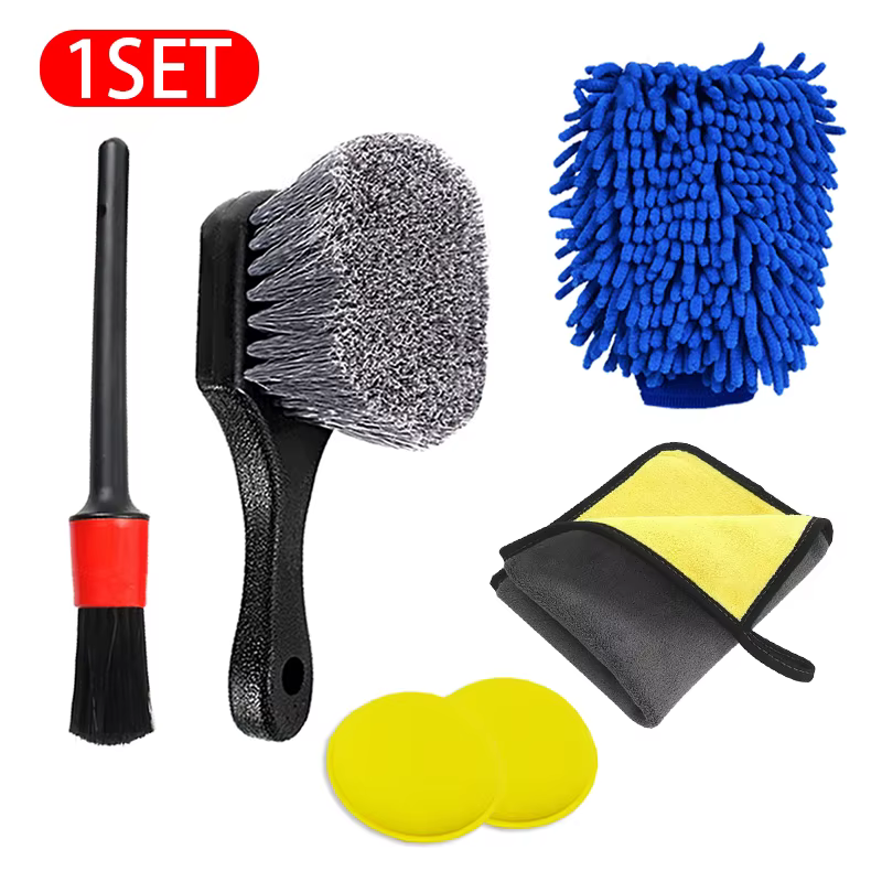 Kit de nettoyage de voiture SEAMETAL : Brosse de detailing, serviette de lavage, gant de lavage, épo