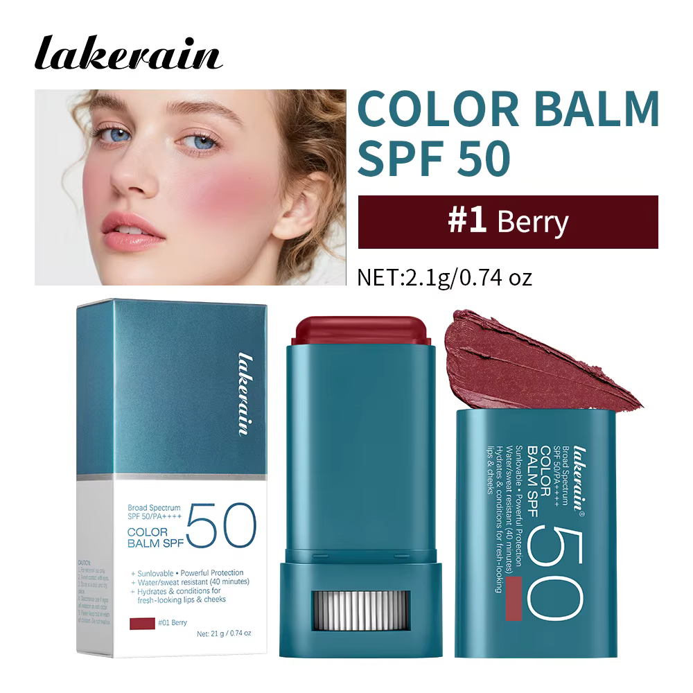 Stick blush écran solaire SPF 50, couleur longue tenue, application sans trace, maquillage multi-usa