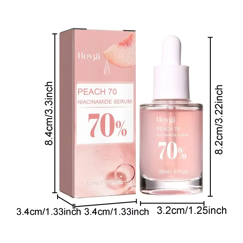Sérum facial à la pêche 70% Niacinamide, atténue la mélanine, hydrate, resserre les pores, lisse, éc