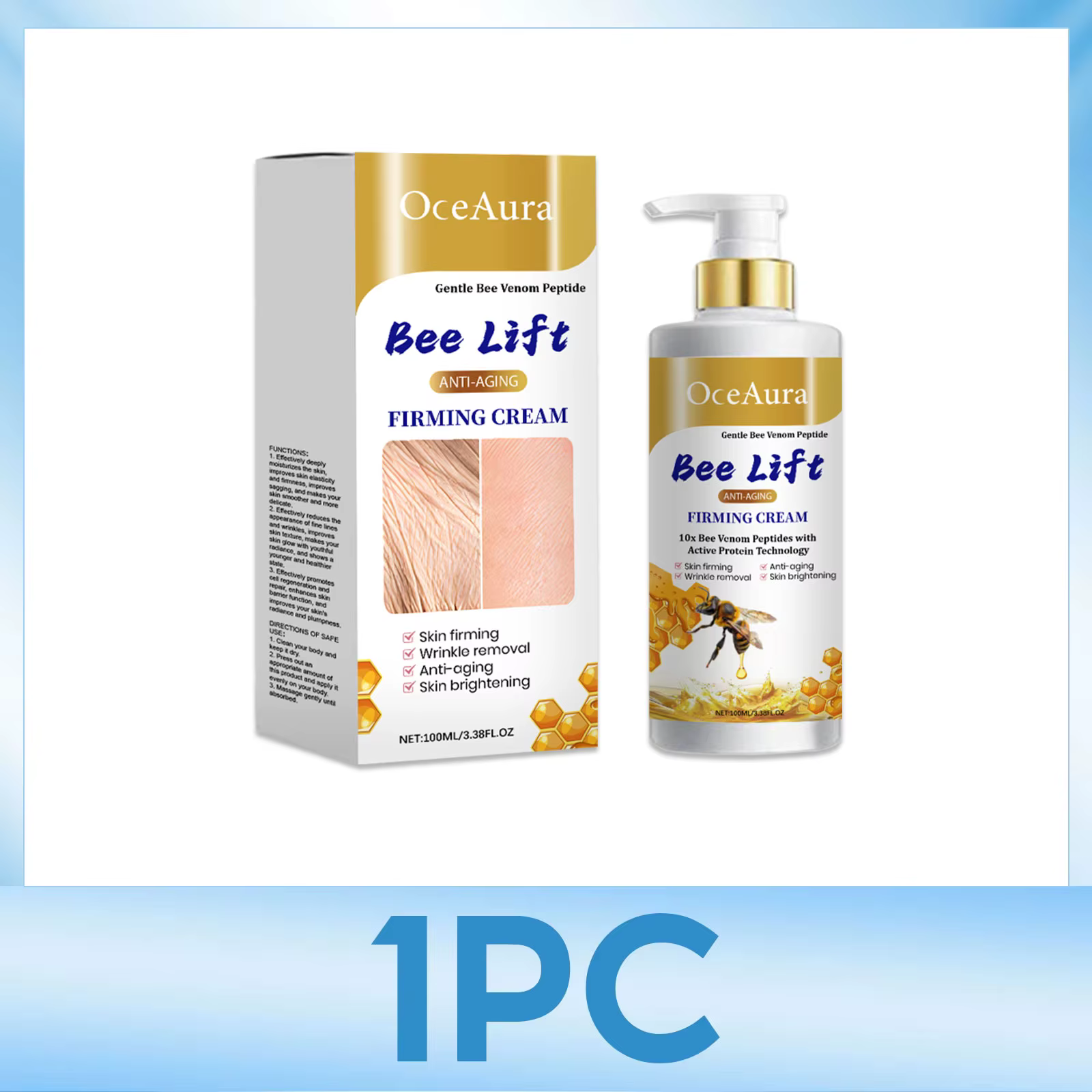 Crème pour la peau au venin d'abeille, élimine la peau de poulet, raffermissant, lisse, brillant, hy