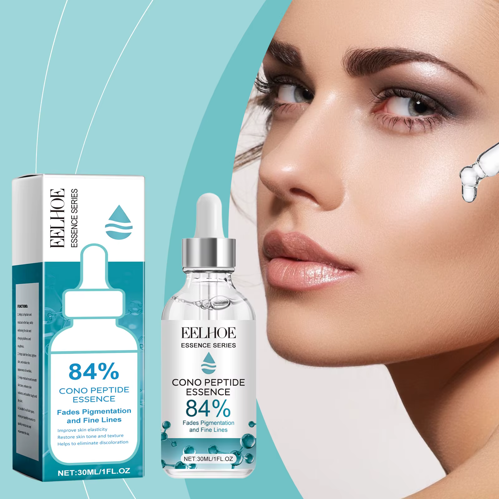 Sérum Visage à l'Acide Hyaluronique 84% Cono Peptide Essence : Atténue les Rides, Éclaircit la Pigme