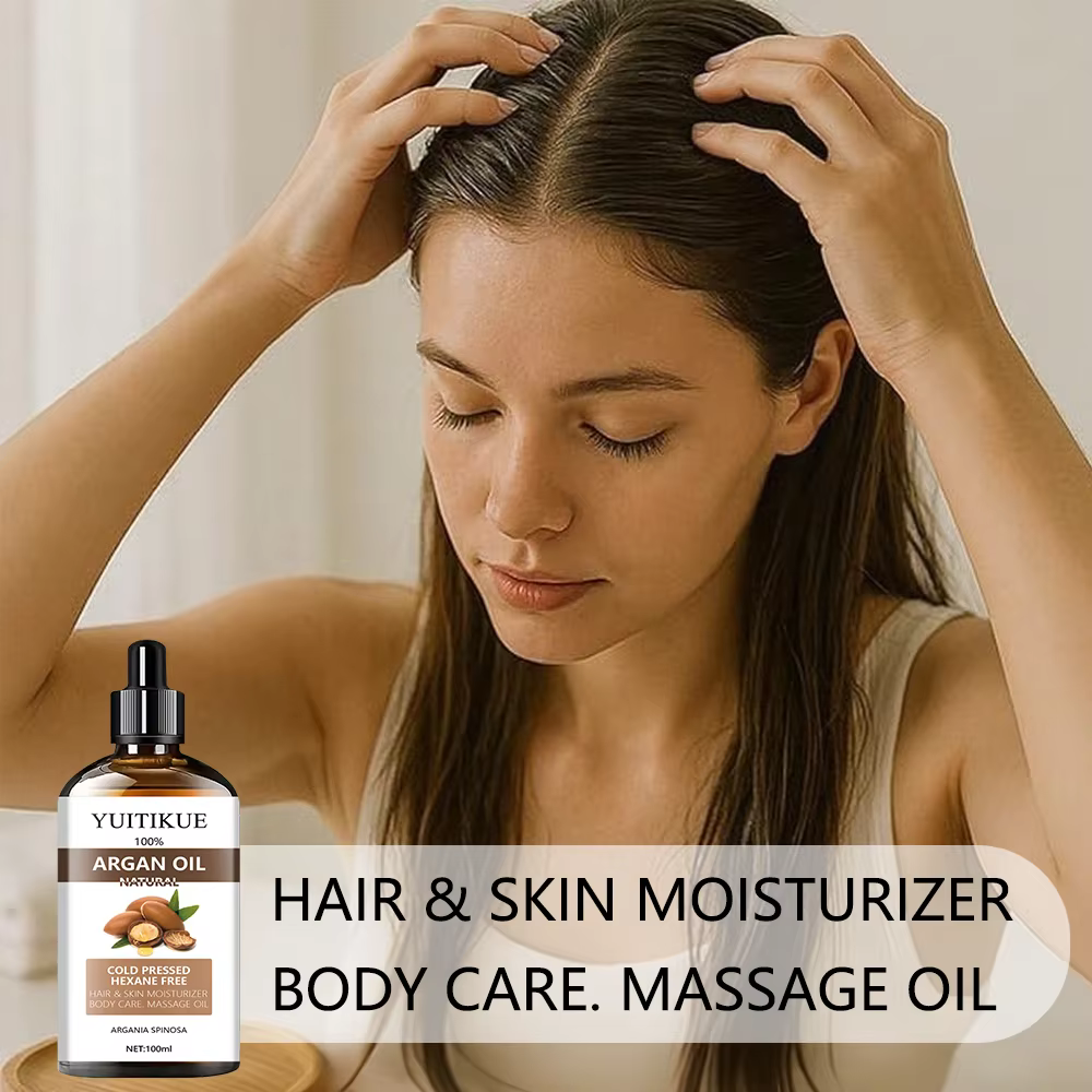 Huile d'argan marocaine 100 % pure, adaptée au massage des cheveux, de la peau et du corps, nourrit,