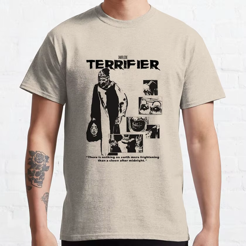 T-shirt imprimé 100% coton pour hommes, the Clown Art, apk movie terrifier 2 slasher film effrayant