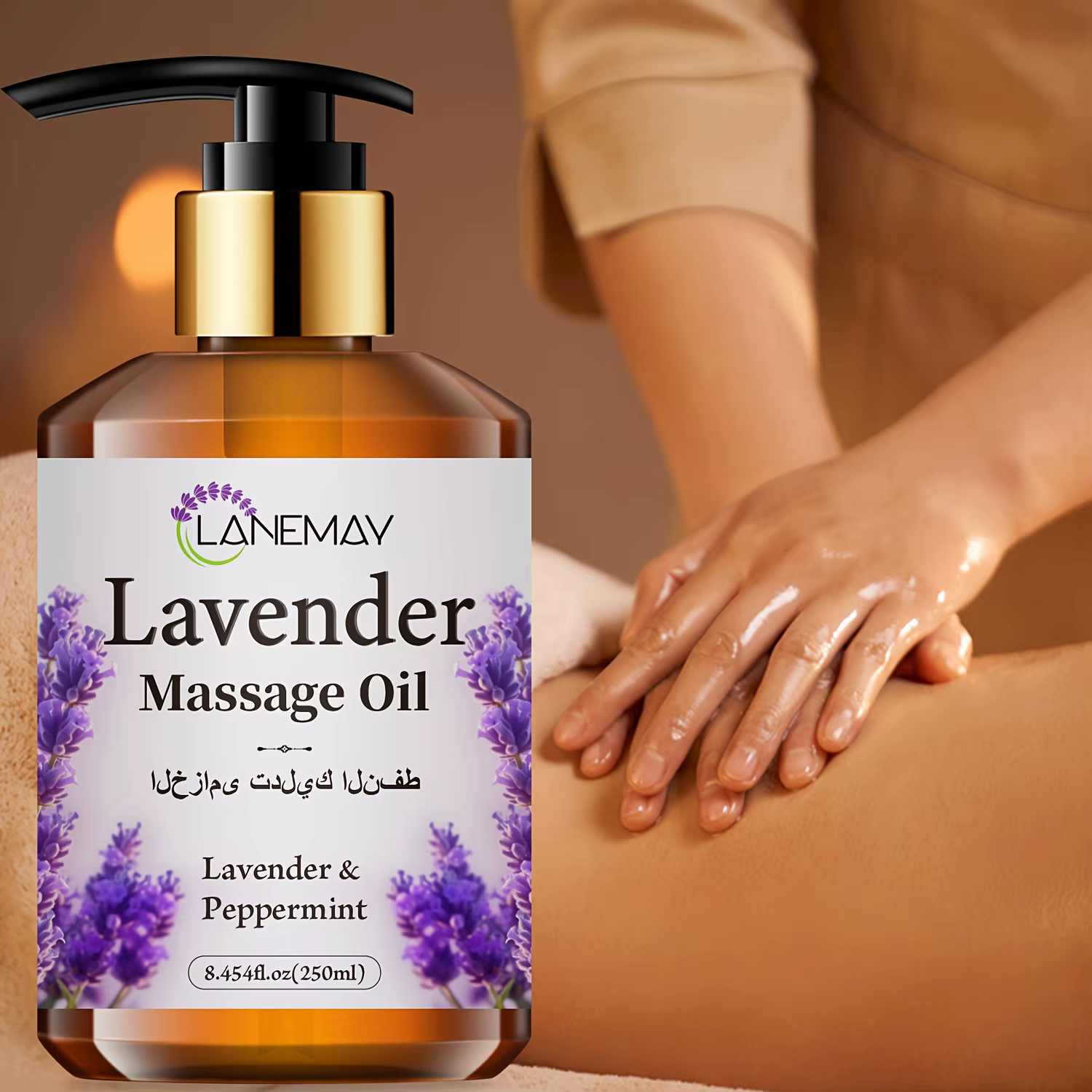 Huile de massage à la lavande et à la menthe poivrée, sans paraben, soin du corps hydratant et adouc