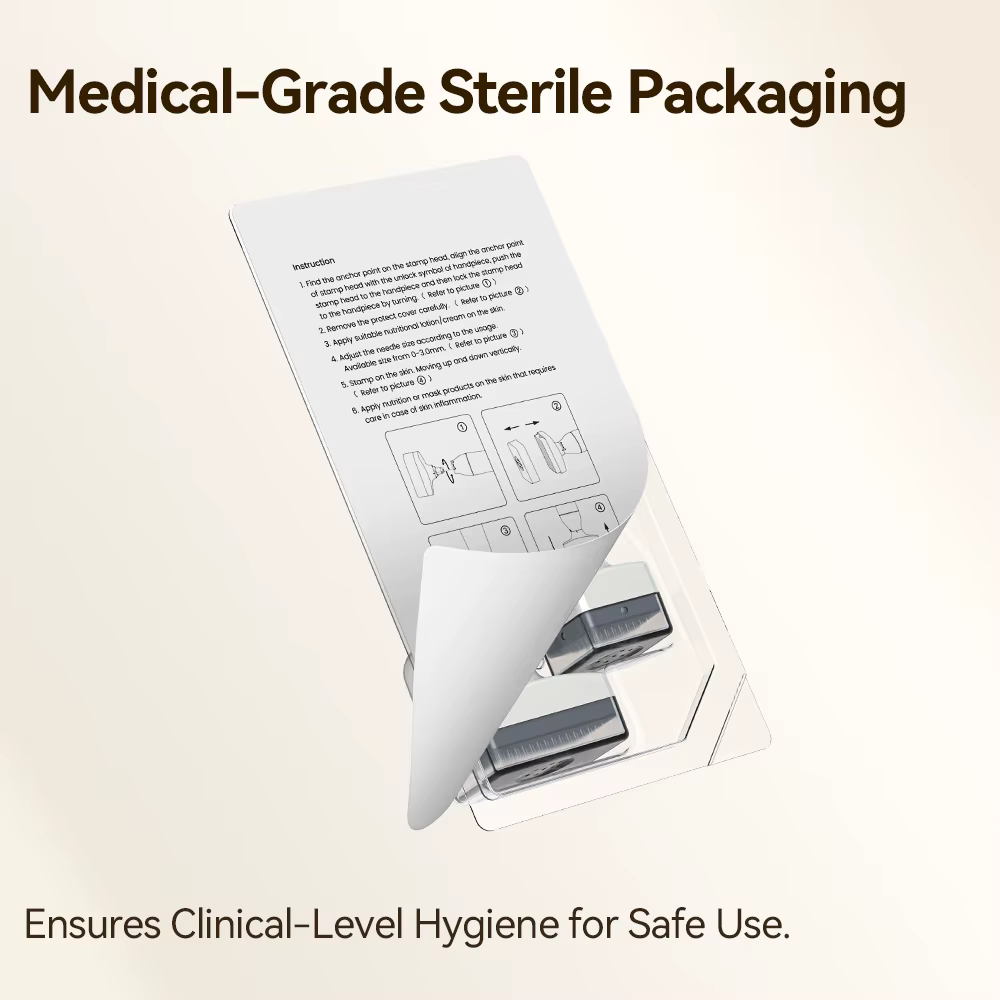 Nouveau Kit Derma Stamp Bio 4 à Double Tête Remplaçable, Stylo Microneedle Réglable pour le Soin du 