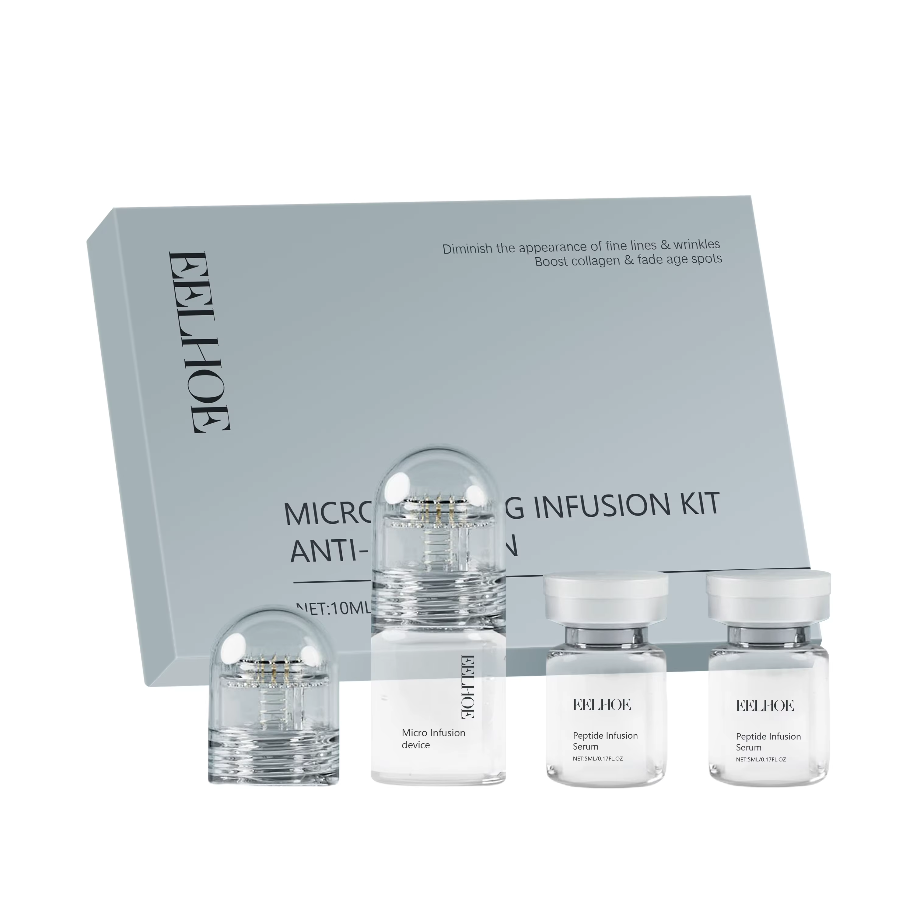 Kit Facial à l'Acide Hyaluronique : Sérum Hydratant, Rouleau Applicateur, Soin Raffermissant Délicat
