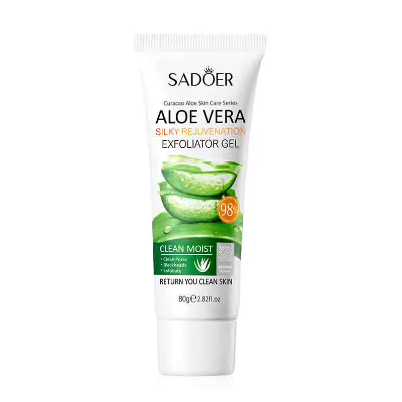SADOER Gel Nettoyant Exfoliant Visage à l'Aloe Vera – Nettoyage Profond, Exfoliant Doux, Hydratant,