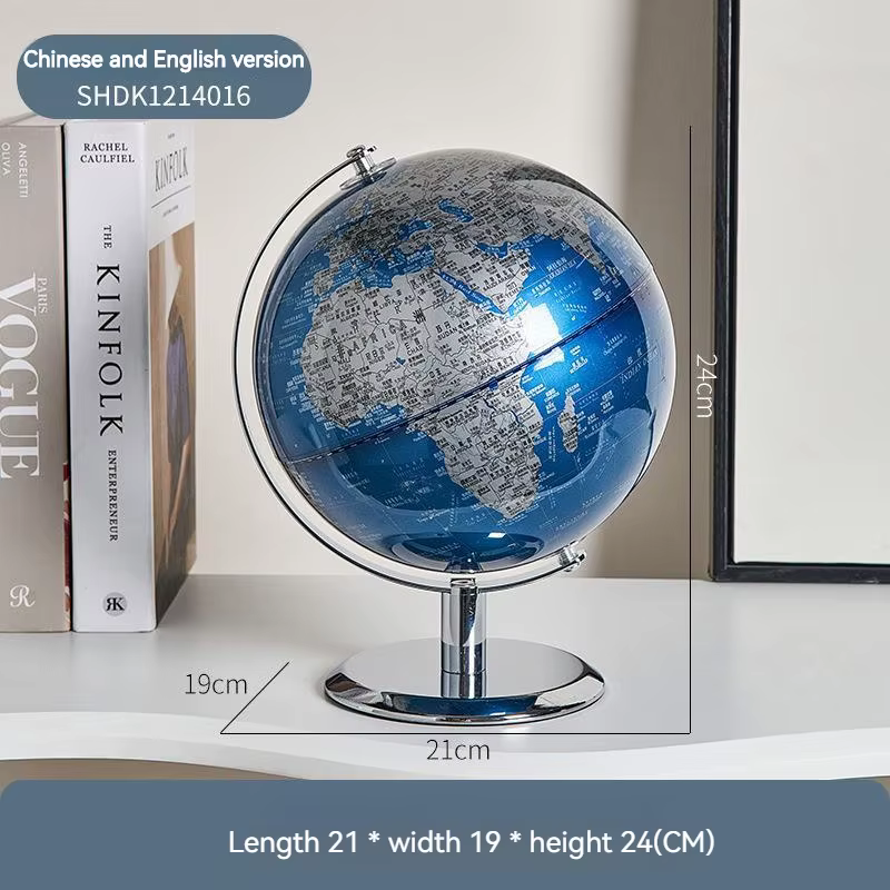 Globe terrestre en anglais, carte du monde, 14/20/23 cm, ornement de bureau, outil pédagogique pour