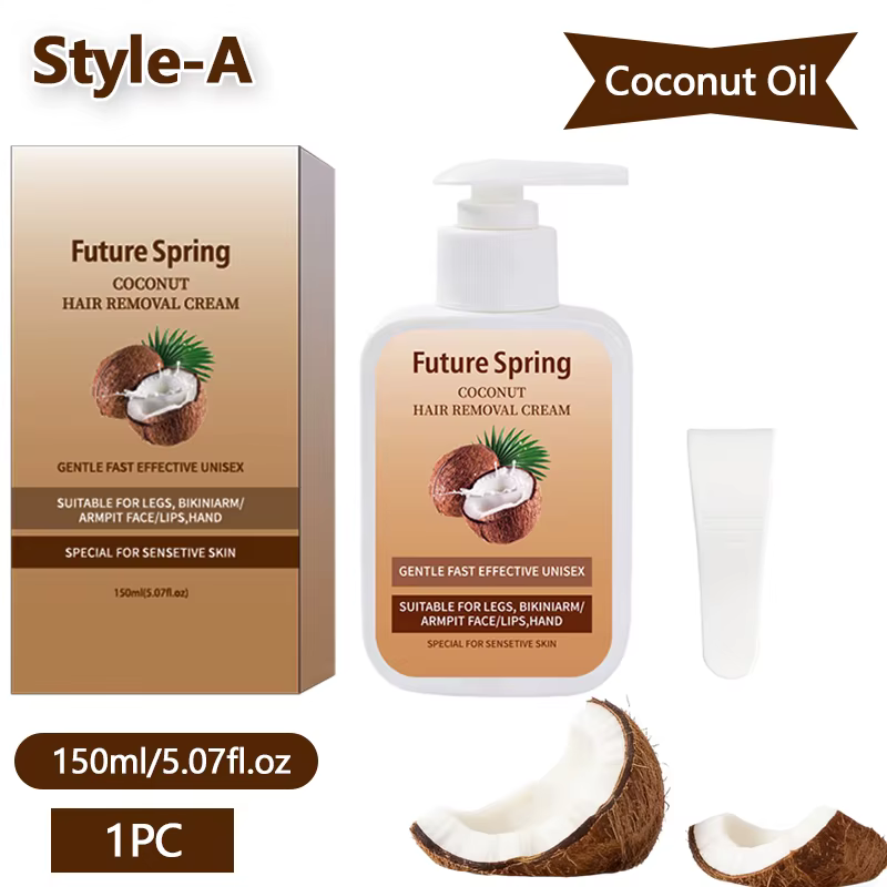 Crème dépilatoire à la noix de coco 150 ml avec avocat, douce pour les peaux sensibles, hydratante, 