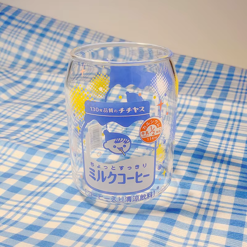 Tasse en verre mignonne, dessin animé créatif, facile à tirer, Design d'apparence, Style INS, adapté